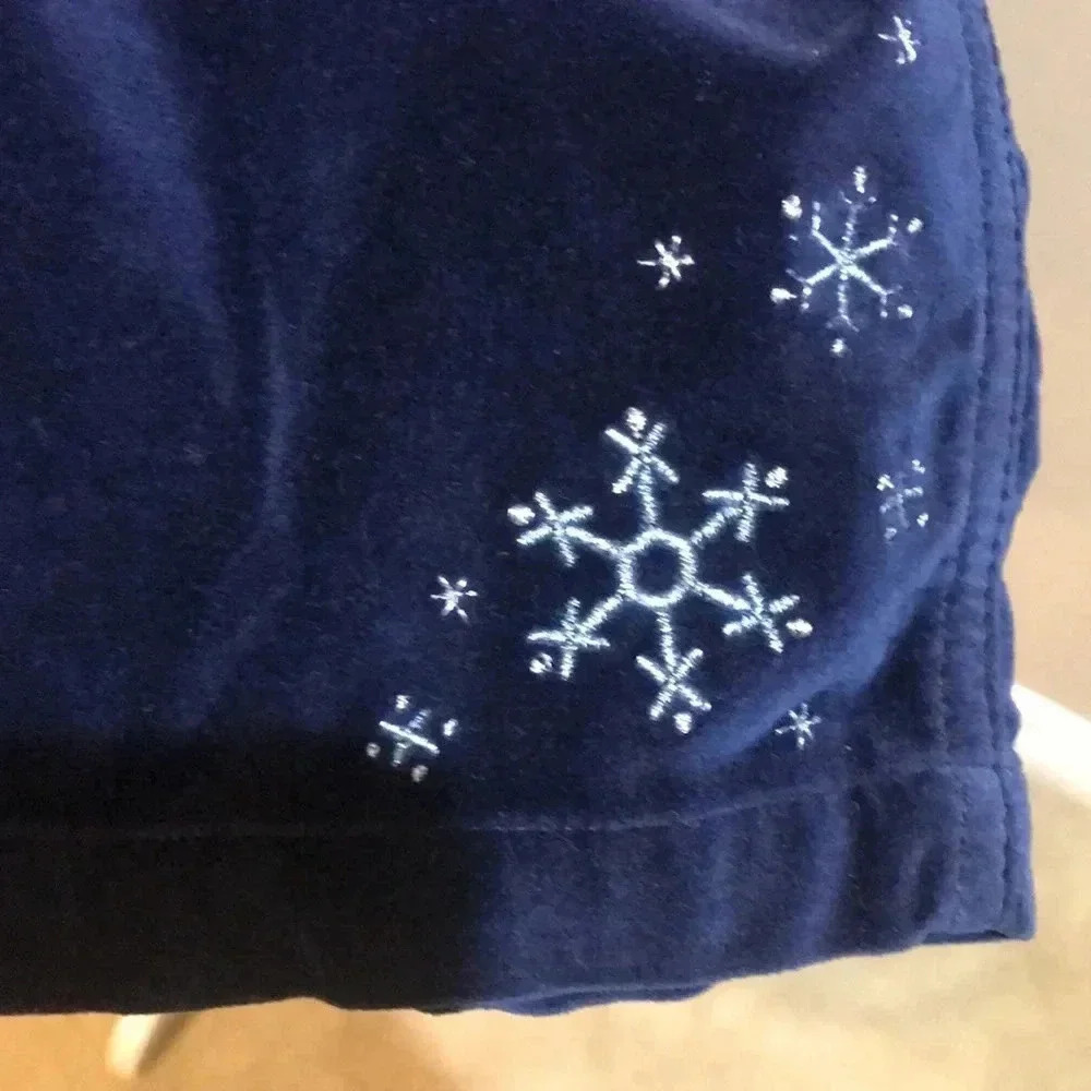 Blue Velvet 100% Cotton 5 Pocket Overalls Snow Flakes Embellishments-Size L - Picture 10 of 14